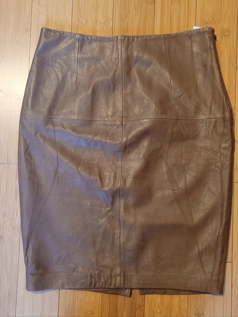 Antonio Melani Genuine Leather Pencil Skirt M Chocolate Brown High Waist Midi